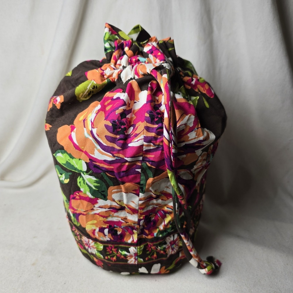Vera Bradley Mocha‎ Rouge Ditty Bag Multicolor Bright Floral Multi Use Lined Bag